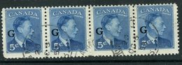 Canada 1950 5 Cent King George VI G Overprint Issue #O20 Strip Of 4 - Aufdrucksausgaben