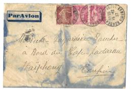 LETTRE DE BORDEAUX POUR HAIPHONG TONKIN ...PAR AVION..LIEU D4ARRIVEE UN BATEAU " CAP PADARAU."1937..VOIR SCAN. - Cartas & Documentos