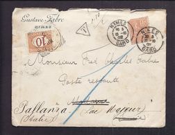 MARCOPHILIE ENVELOPPE 1902 Taxe 10 Oblitérations Multiples Vers Poste Restante Pallanza Italie FERROVIAIRE PLM Modane - 1859-1959 Briefe & Dokumente