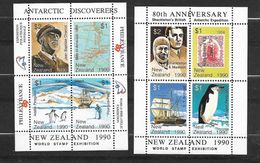 Nouvelle Zélande Les Deux Blocs Feuillet  1990 Découverte De L'Antartique Neufs * * TB  MNH  VF   - Blokken & Velletjes