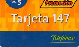 PERU. TARJETA 147. Promocion In Yellow Zone. 5 S/. 08-2002. HECHO EN COLOMBIA. (003) - Pérou