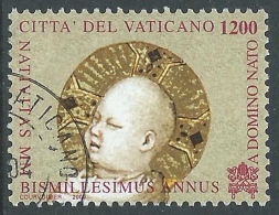 2000 VATICANO USATO NATALE 1200 LIRE - ED9-3 - Used Stamps