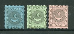 TURQUIE- Timbres Pour Service Intérieur De 1865- Entreprise Liano Et Cie- Y&T N°1 à 3- Neufs Avec Charnière * - Nuovi