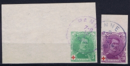 Belgium :  OBP 129 + 131  Non Perforated 1914 Cancelled - 1914-1915 Cruz Roja