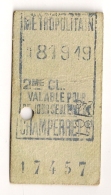 ANCIEN TICKET DE METRO PARIS CHAMPERRET CP1614 - Europe