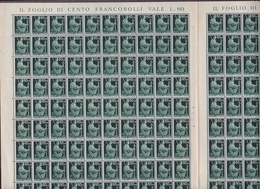 1945 1948 Italia Repubblica DEMOCRATICA 60 CENT 200 Valori In Doppio Foglio MNH** Double Sheet - Complete Vellen