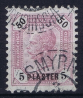 Austria Post Turkey /Levant Mi Nr 25 1890 Used Obl. CDS Smyrna   10.5 * 10.5 Perfo - Oriente Austriaco