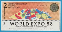 AUSTRALIA 2 EXPO DOLLARS 1788-1988 WORLD EXPO 88 No 01904912 - Fictifs & Specimens