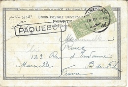 1907- C P A  De Port-Saïd  Affr.  1 Penny Anglais Oblit. De Port-Saïd  + PAQUEBOT Encadré  55 Mm - Schiffspost