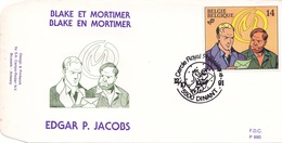 B01-062-1 2428  BD P990 FDC   Rare Blake Mortimer Edgar P. Jacobs 12-10-1991 5500 Dinant €10 - 1991-2000