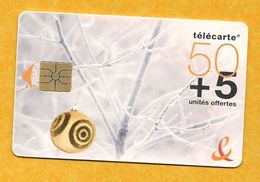 Télécarte 50 Unités + 5 Offertes - Branche Givrée Et Boule De Noël - 2006 - 2006
