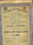 (HAINE-SAINT-PIERRE) « Le Salon De L’Harmonie SA» – Capital : 100.000 Fr – Action De 100 Fr - Cinema & Teatro