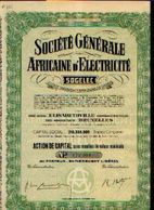 (ELISABETHVILLE) « Société Générale Africaine D’électricité - SOGELEC SA» – Capital : 213.333.000 Fr - – Action De ---> - Afrika