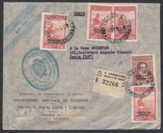 Service N° 342 + Service N° 345 X 4 Sur LR Oblit. CAD " Tucuman 17/03/1949 Argentina " Pour Paris ( D ) - Service