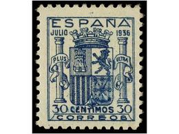 547 ** ESPAÑA. Ed.801. <B>30 Cts.</B> Azul. Excelente Centraje. LUJO. Cert. COMEX. Cat. 1.540?. - Sonstige & Ohne Zuordnung