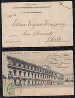 Portugal 1903 Picture Postcard OLIVEIRA AREMEIS To SAN CLEMENTE Chile AMBULANCIA Railway PM - Briefe U. Dokumente