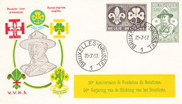 1022 1023 ORG  FDC   Scoutisme Lord Baden Et Insignes 29-7-1957 1 Bruxelles €10 - 1991-2000