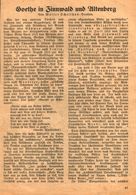 Goethe In Zinnwald Und Altenberg / Artikel, Entnommen Aus Kalender / 1933 - Bücherpakete