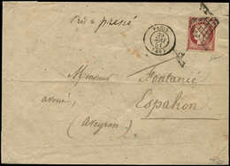 Let EMISSION DE 1849 6     1f. Carmin, Obl. GRILLE S. Env., Càd T15 PARIS 28/5/51, TB. C - 1849-1850 Ceres