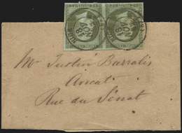 Let EMPIRE NON DENTELE 11    1c. Olive, PAIRE Obl. Càd T15 NICE 18/11/62 S. Bande, TTB - 1853-1860 Napoleon III