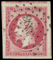 EMPIRE NON DENTELE 17B  80c. Rose, Grandes Marges (un Voisin Et 4 Amorces De Voisins) Obl. PC 3398, Superbe - 1853-1860 Napoleon III