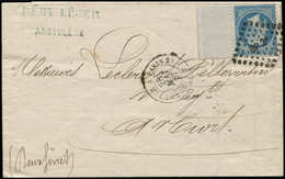 Let EMPIRE DENTELE 22   20c. Bleu, Grand BORD De FEUILLE, Obl. Amb. BP 2e S. LAC, Càd BORDEAUX A PARIS 2e 28/5/67, TTB - 1862 Napoleon III