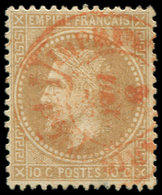 EMPIRE LAURE 28A  10c. Bistre, T I, Obl. Càd ROUGE Des Imprimés, TB - 1863-1870 Napoleone III Con Gli Allori