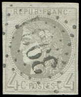 EMISSION DE BORDEAUX 41B   4c. Gris, R II, Obl. GC 3951, TB. J - 1870 Bordeaux Printing