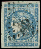 EMISSION DE BORDEAUX 45B  20c. Bleu, T II, R II, Oblitéré GC, TB - 1870 Emissione Di Bordeaux