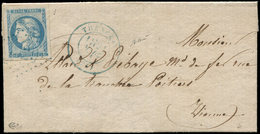 Let EMISSION DE BORDEAUX 45B  20c. Bleu, T II, R II, Obl. GC 3929 S. LAC, Càd T17 THENEZAY 21/3/71, Le Tout En BLEU, Arr - 1870 Bordeaux Printing