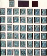 EMISSION DE BORDEAUX 46A  20c. Bleu, T III  R I, 43 Ex. Obl., Nuances Diverses, TB - 1870 Emissione Di Bordeaux