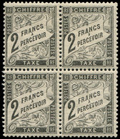 * TAXE 23   2f. Noir, BLOC De 4, Inf. Trace De Ch. Et Très Frais, TTB - 1859-1959 Usati