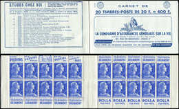 CARNETS (N°Cérès Jusqu'en1964) 358  Muller, 20f. Bleu, N°1011BB, T II, S. 8-57, ASSURANCES VIE, TB - Other & Unclassified