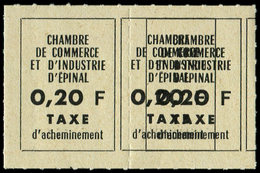 ** Spécialités Diverses TIMBRES DE GREVE, EPINAL 4 : 0,20 F Noir Sur Paille, DOUBLE IMPRESSION Tenant à Normale, TB - Altri & Non Classificati