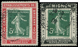 VARIETES 137   Semeuse Camée,  5c. Vert, 2 Ex. Obl. Sur Porte-timbres MIGNON Et BRIENNE, Obl., TB - Nuovi