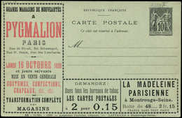 Let ENTIERS POSTAUX Sage, 10c. Noir, CP Annonces TSC N°G35g7, Laffaille, S. 16, PYGMALION, Superbe - Altri & Non Classificati