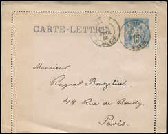 Let ENTIERS POSTAUX Sage, 15c. Bleu, CL TSC N°J43c, Vervelle, Papier Rose, Obl., TB - Altri & Non Classificati