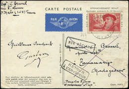 Let LETTRES DU XXe SIECLE N°343 Obl. 23/12/37 S. CP Par Avion Pour MADAGASCAR, Arr. Le 9/1/38, TB - Storia Postale