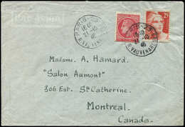 Let LETTRES DU XXe SIECLE N°729 Et 676 Obl. PARIS 21/10/46 S. Env., Tarif Préférentiel Pour Le CANADA, TB - Storia Postale