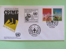 United Nations (Wien) 1990 Special Cancel On Cover - Crime Prevention - Peace-keeping Forces - Cartas & Documentos