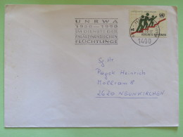 United Nations (Wien) 1990 Cover To Neunkirchen - Economy - Palestinian Rights Slogan - Cartas & Documentos