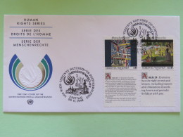 United Nations (Wien) 1992 FDC Cover Human Rights Fernand Leger Seurat Paintings - Brieven En Documenten