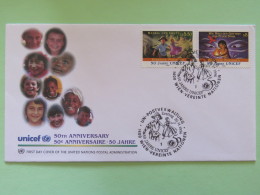 United Nations (Wien) 1996 FDC Cover UNICEF 50 Anniv. - Hansel And Gretel - Maui Stolen Fire From The Gods - Fairy Tales - Brieven En Documenten