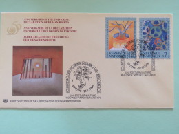 United Nations (Wien) 1998 FDC Cover Human Rights - Gears - Stylized Person - Brieven En Documenten