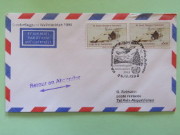 United Nations (Wien) 1998 Special Cancel On Cover To Tel Aviv Israel, Returned - Plane - Weihnachten - Brieven En Documenten