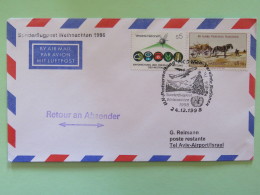 United Nations (Wien) 1998 Special Cancel On Cover To Tel Aviv Israel, Returned - Plane - Weihnachten - Horse Carriage - - Brieven En Documenten