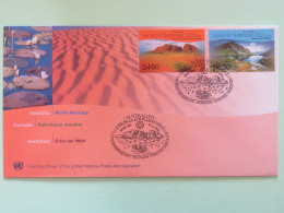 United Nations (Wien) 1999 FDC Cover World Heritage Australia Uluru-Kata Tasmania Wilderness - Brieven En Documenten