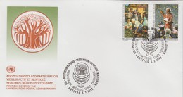 ONU  VIENNE 1993 Vieillir  N°  157 / 58 Oblitéré Sur Lettre 1° Jour - Covers & Documents