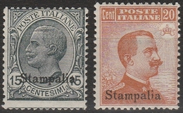 STAMPALIA – 390 ** 1921-22 – F.lli D’Italia Soprastampati N. 10/11. MNH - Ägäis (Stampalia)