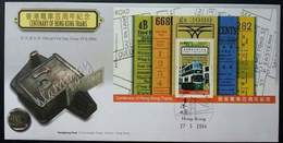 Centenary Of Hong Kong China Trams 2004 Transport Vehicle Tram (miniature FDC) - Brieven En Documenten